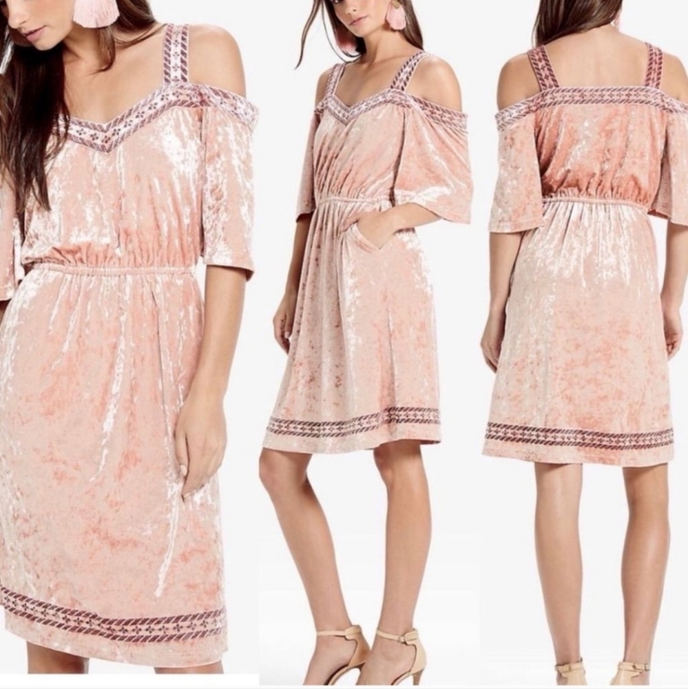 Lucky Brand Pink Crushed Velvet Dress NWT